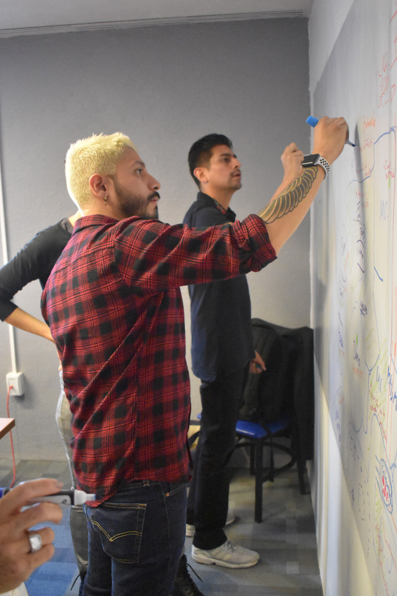 The Papalote team designing the map of Papalote of Monterrey, Chapultepec and Cuernavaca