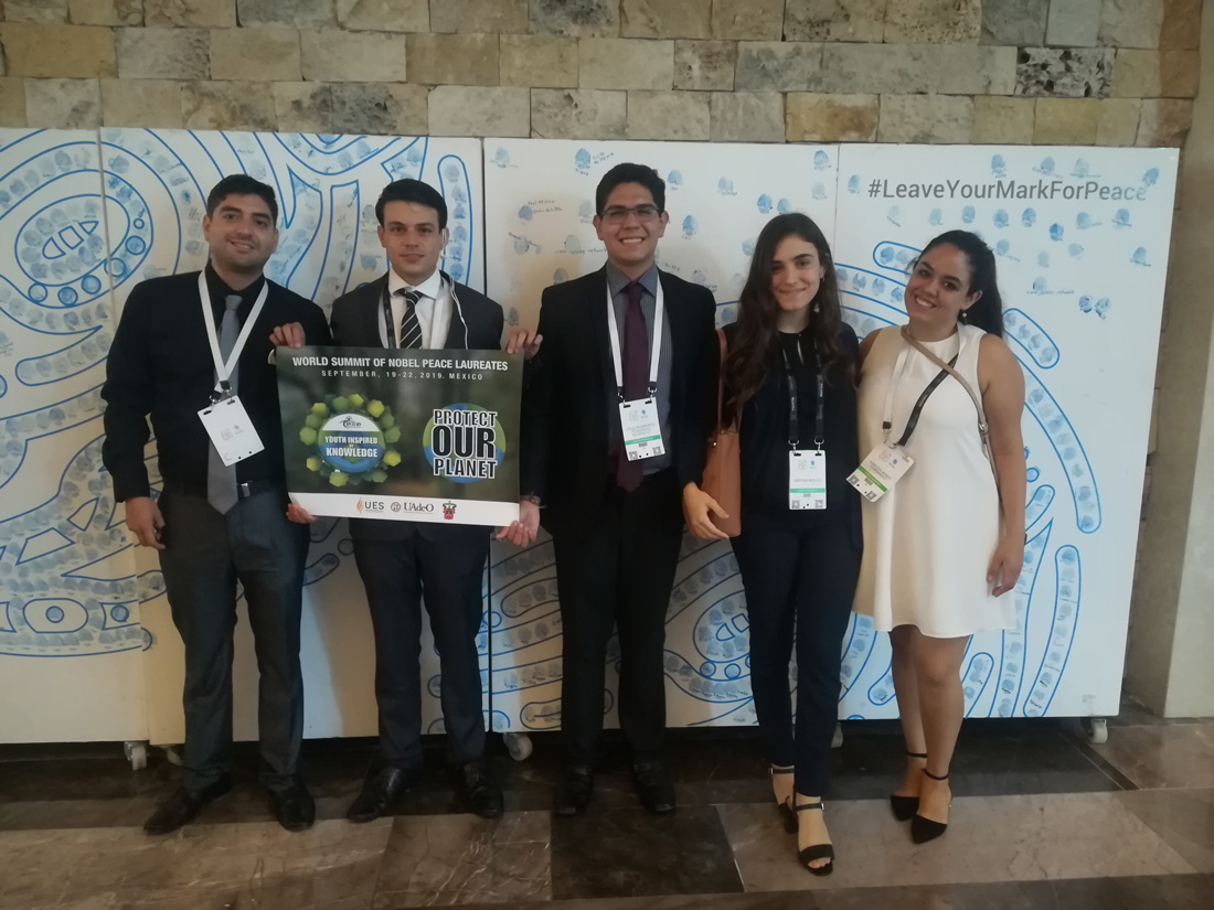 2. The POP Movement leaving their mark for peace with Cristina Moussi, a Student from Marista University together at the World Summit of Nobel Laureates, Yucatan Sep 19-22, 2019