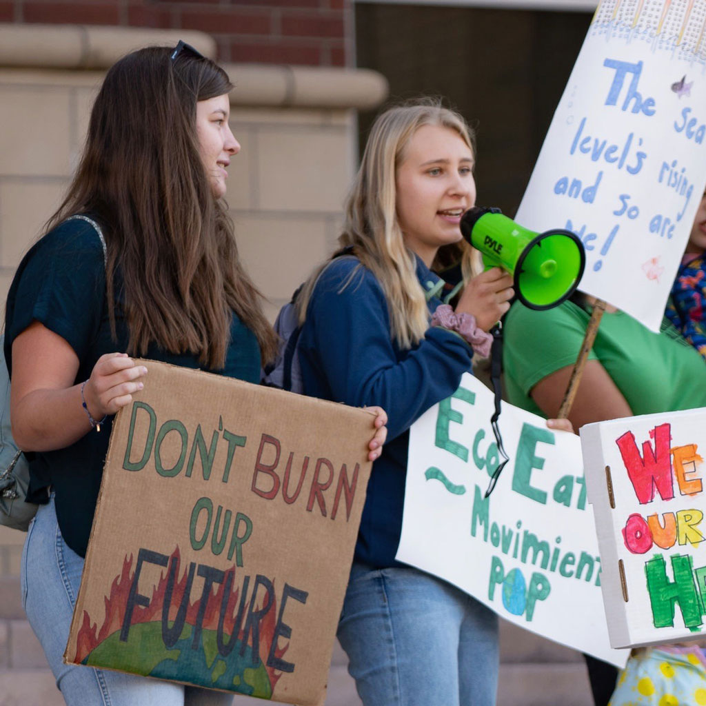 Caroline Sandberg, representing Eco Eaters and the POP Movement in climate march, Nevada.