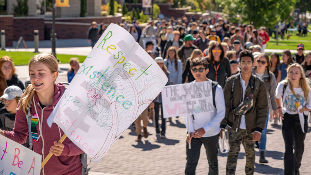 Students at the Global Climate March in Nevada demanding action from policy makers
