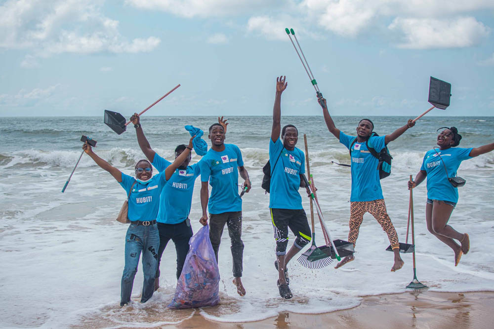 Beach cleanup at Elegushi Beach in Lagos state, southwest Nigeria