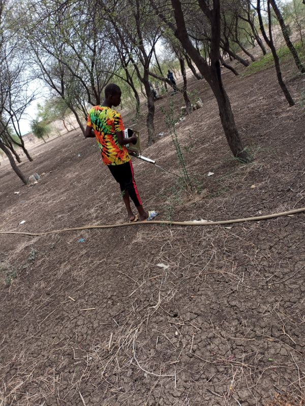 25 June- ARISTIDE ON-KEBA YAGO DERING from Chad conducting Operation _helping hand_ to the staff of the REPAR green space (cleaning, watering, planting trees, mounting flags)